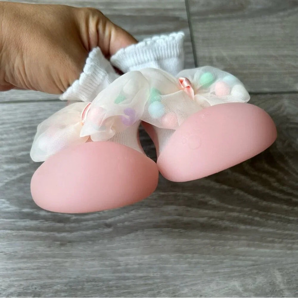 Big Toes Pink Bows NonSlip  Baby Shoe Socks Made in Korea - Picture 7 of 12